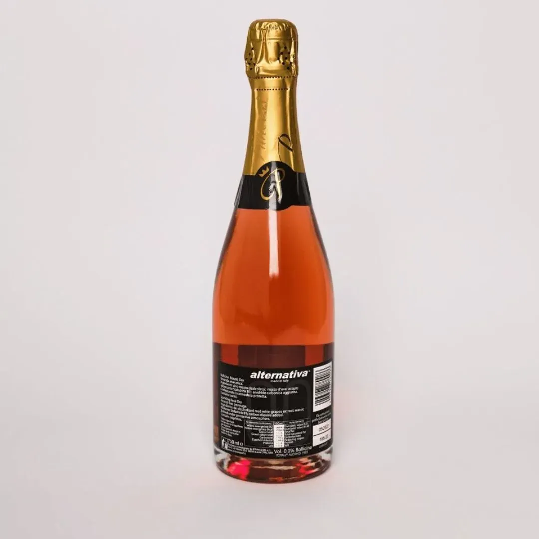 Princess Alternativa Bollicine Rosato Dry Sparkling Rose Non-Alcoholic Wine (0.0% ABV, Italy) (BEST BY 12/1/2024)