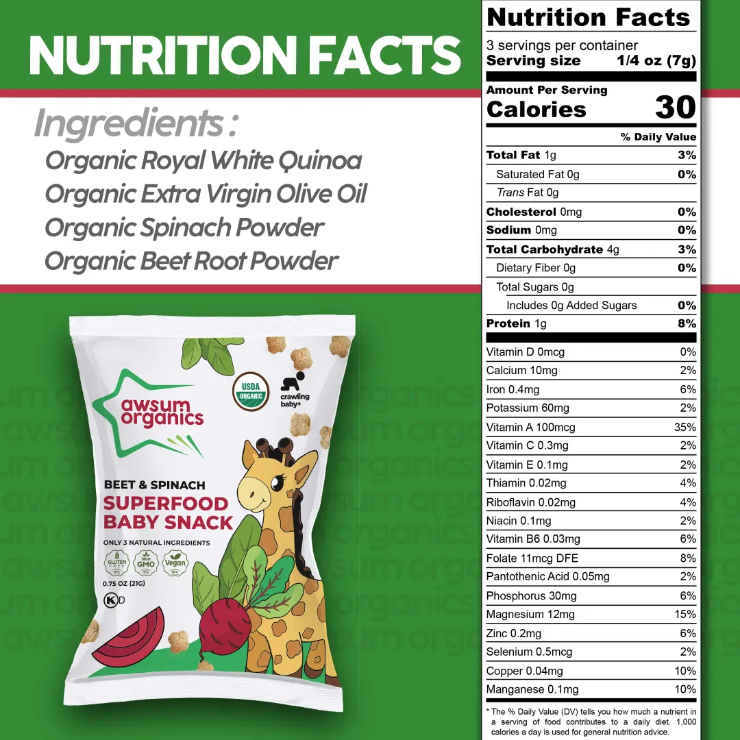 Awsum Organic Superfood Baby Snacks Variety Box - 4 Flavors