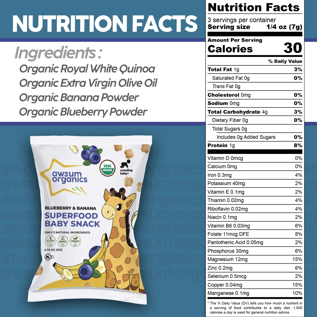 Awsum Organic Superfood Baby Snacks Variety Box - 4 Flavors