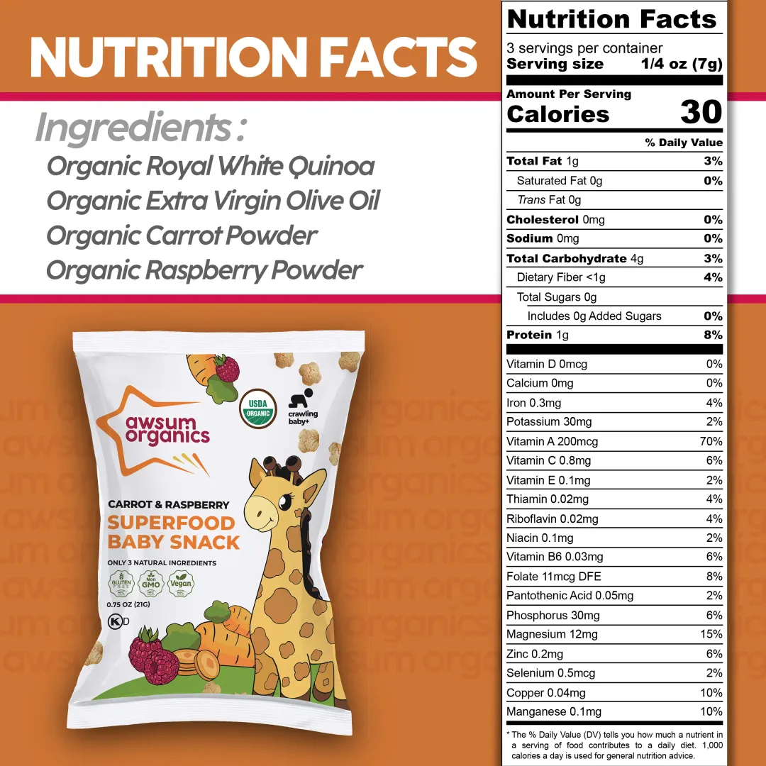 Awsum Organic Superfood Baby Snacks Variety Box - 4 Flavors