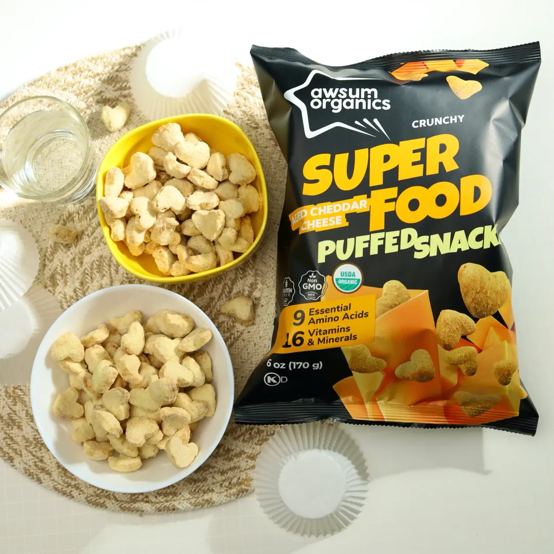 Awsum Organics Aged Cheddar Superfood Chips & Puffed Snackss