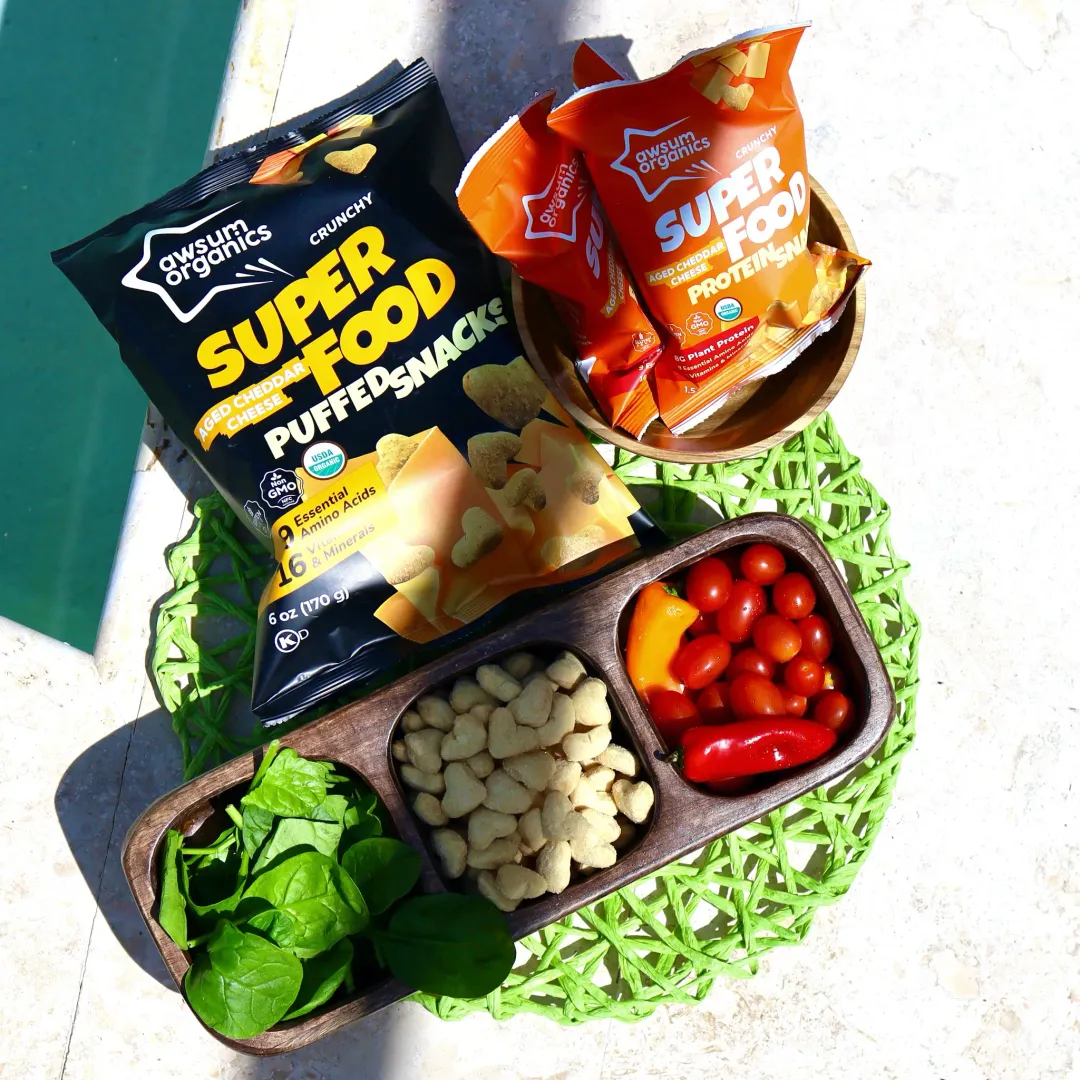Awsum Organics Aged Cheddar Superfood Chips & Puffed Snackss