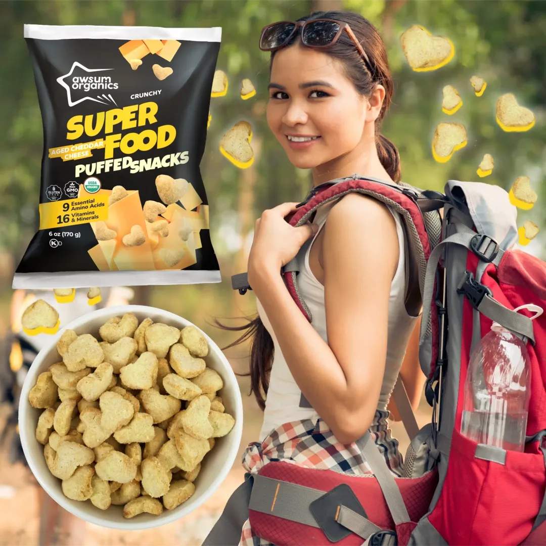 Awsum Organics Aged Cheddar Superfood Chips & Puffed Snackss