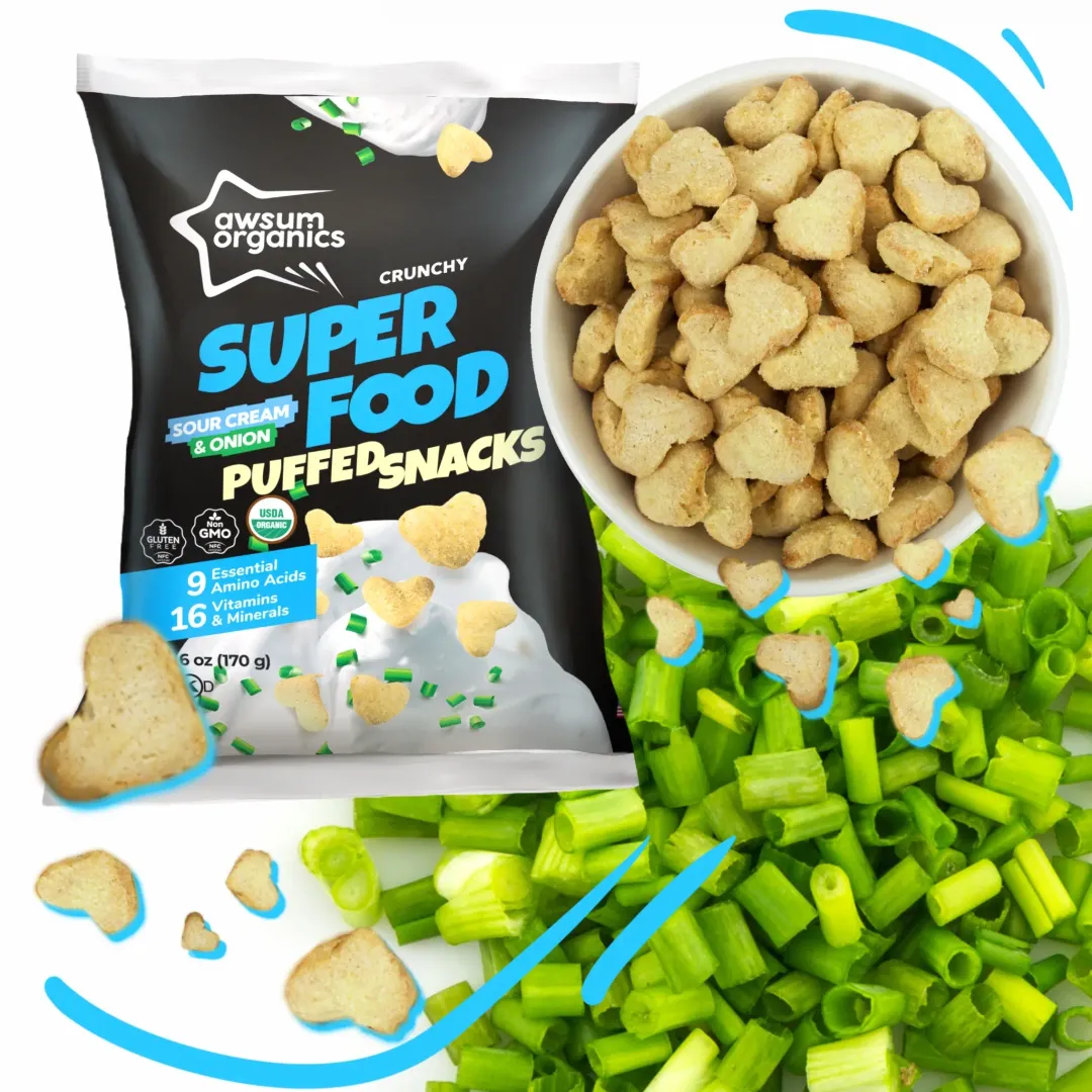 Awsum Organics Sour Cream and Onion Superfood Chips & Puffed Snackss