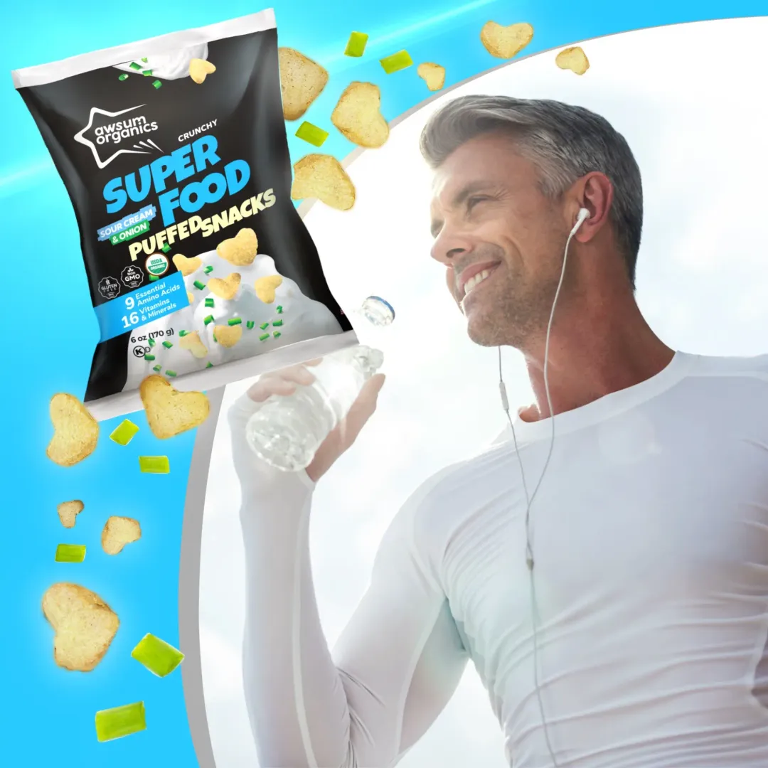 Awsum Organics Sour Cream and Onion Superfood Chips & Puffed Snackss