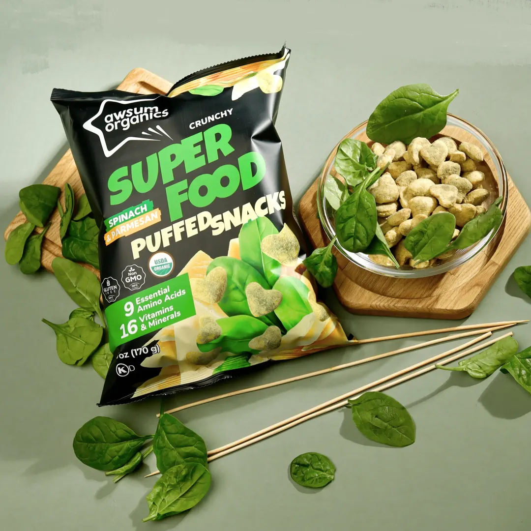 Awsum Organics Spinach and Parmesan Superfood Chips & Puffed Snackss