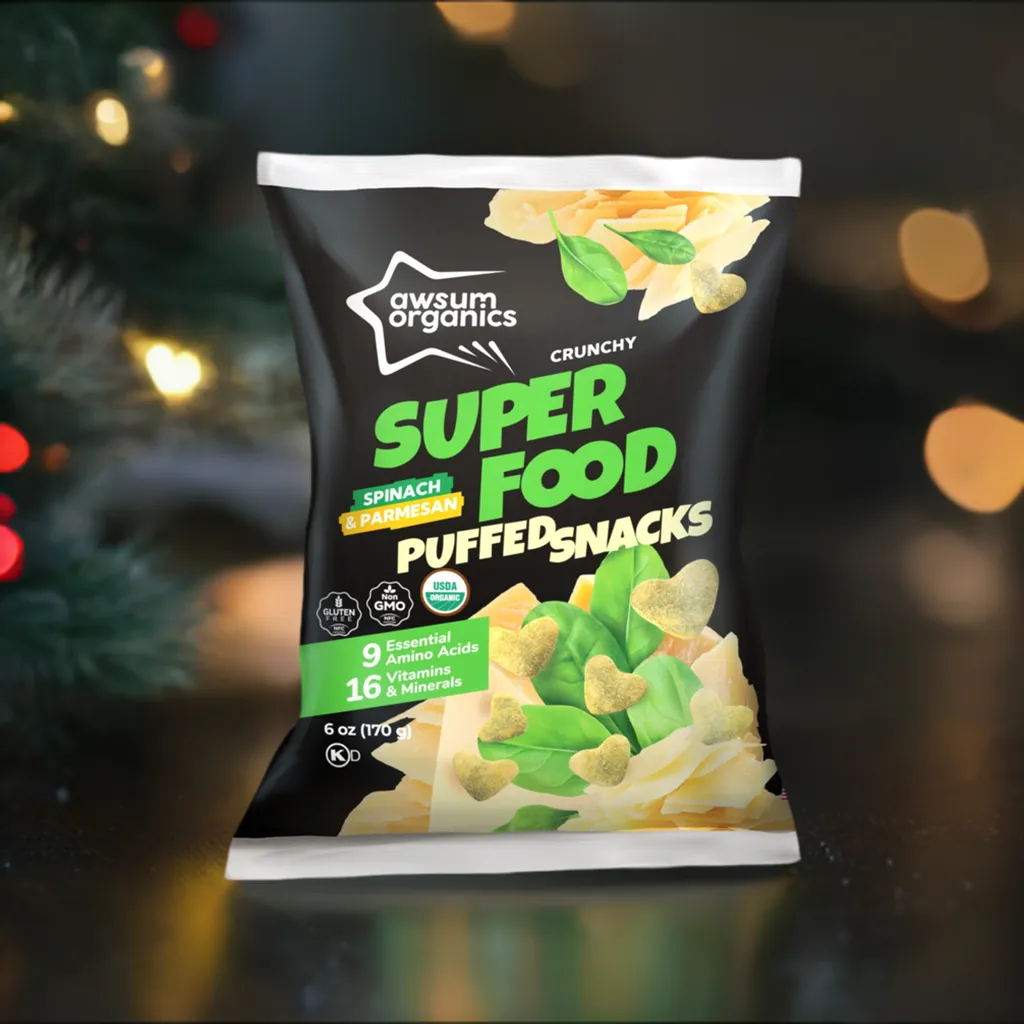 Awsum Organics Spinach and Parmesan Superfood Chips & Puffed Snackss