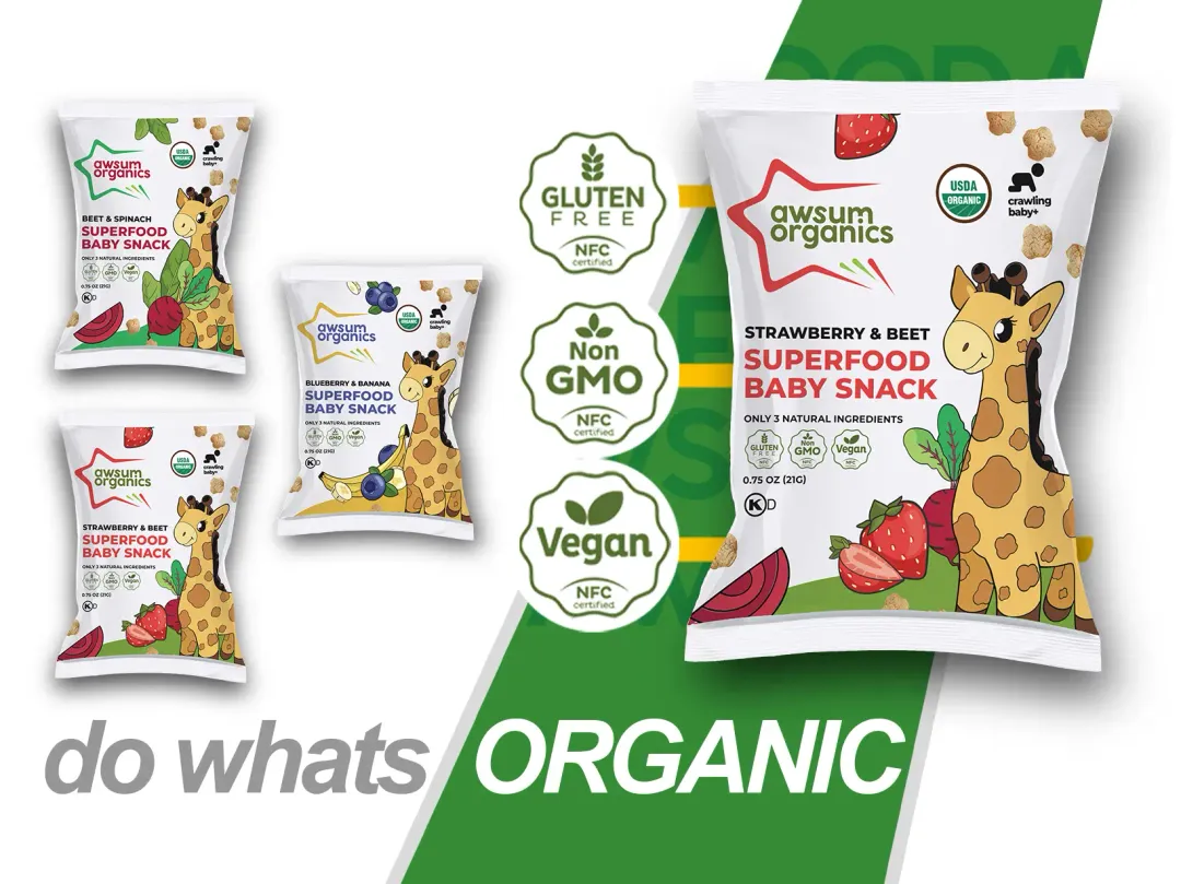Awsum Organics Superfood Beet & Strawberry Baby Snacks 0.75oz