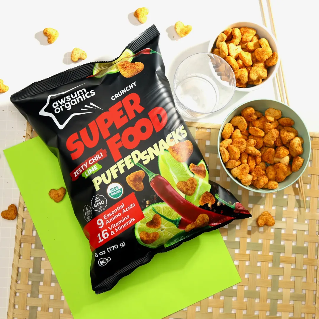 Awsum Organics Zesty Chili Lime Superfood Chips & Puffed Snackss
