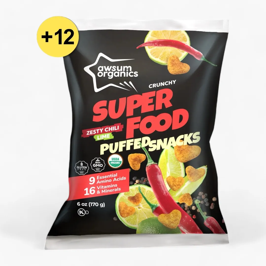 Awsum Organics Zesty Chili Lime Superfood Chips & Puffed Snackss