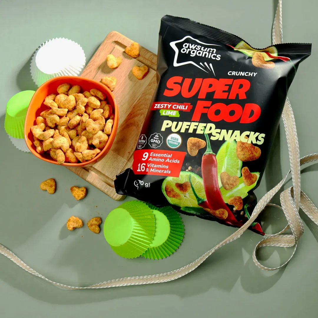 Awsum Organics Zesty Chili Lime Superfood Chips & Puffed Snackss