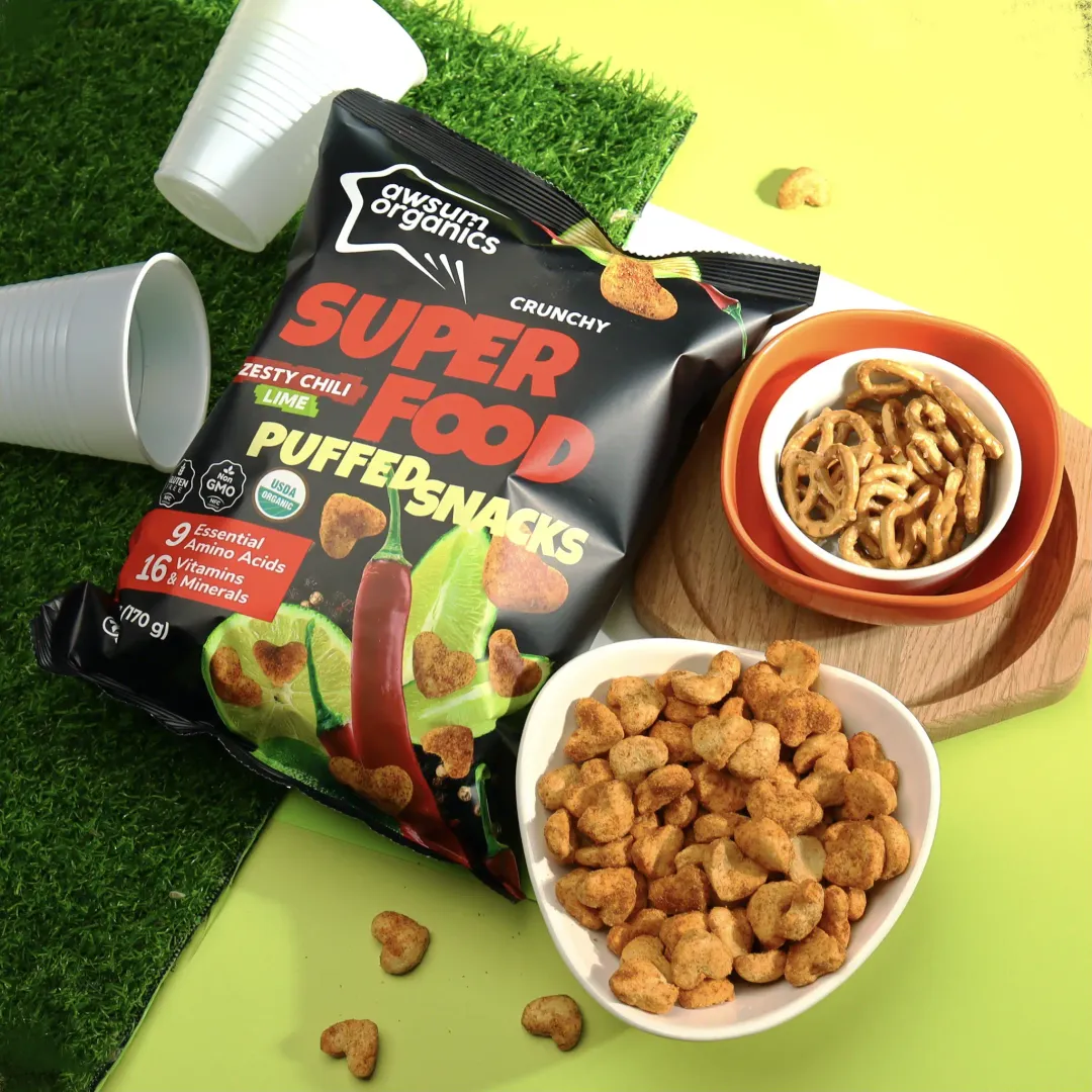 Awsum Organics Zesty Chili Lime Superfood Chips & Puffed Snackss