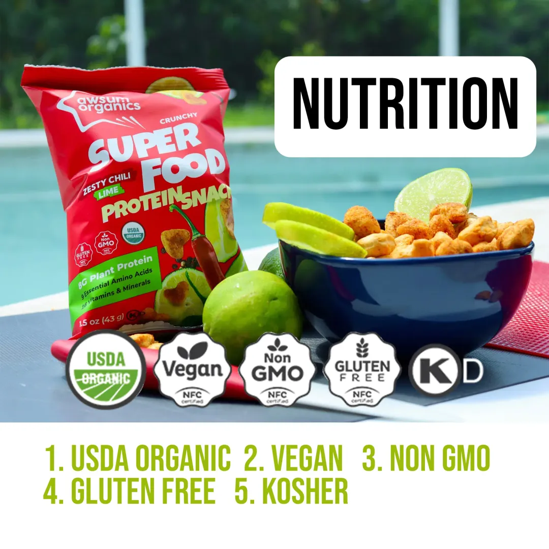 Awsum Organics Zesty Chili Lime Superfood Protein Snacks