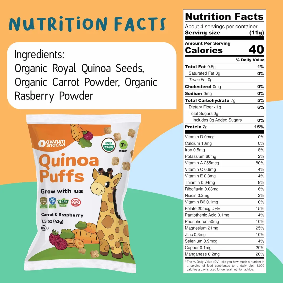 Awsum Snacks Superfood Baby Puffs - Variety Box - 4 Flavors