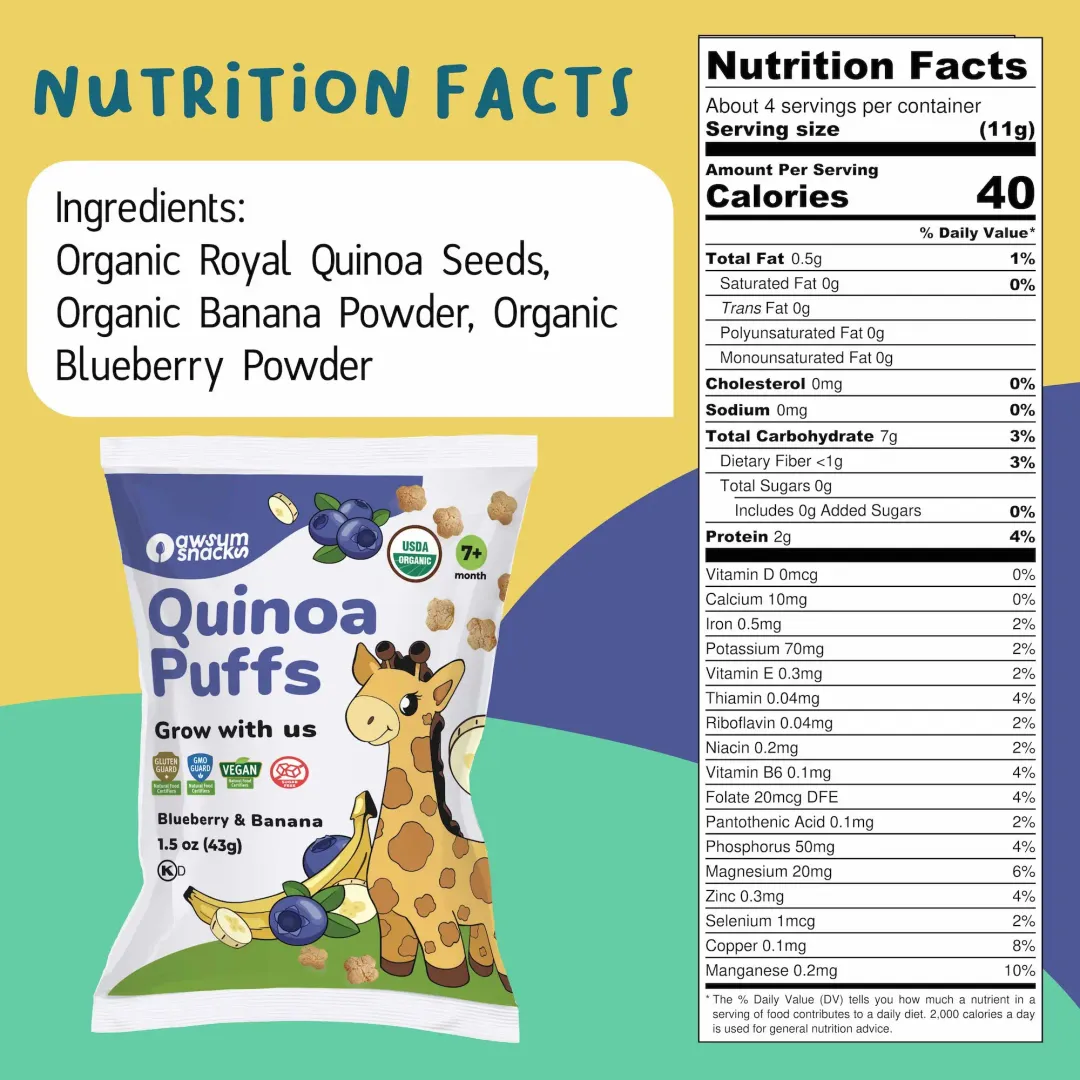 Awsum Snacks Superfood Baby Puffs - Variety Box - 4 Flavors