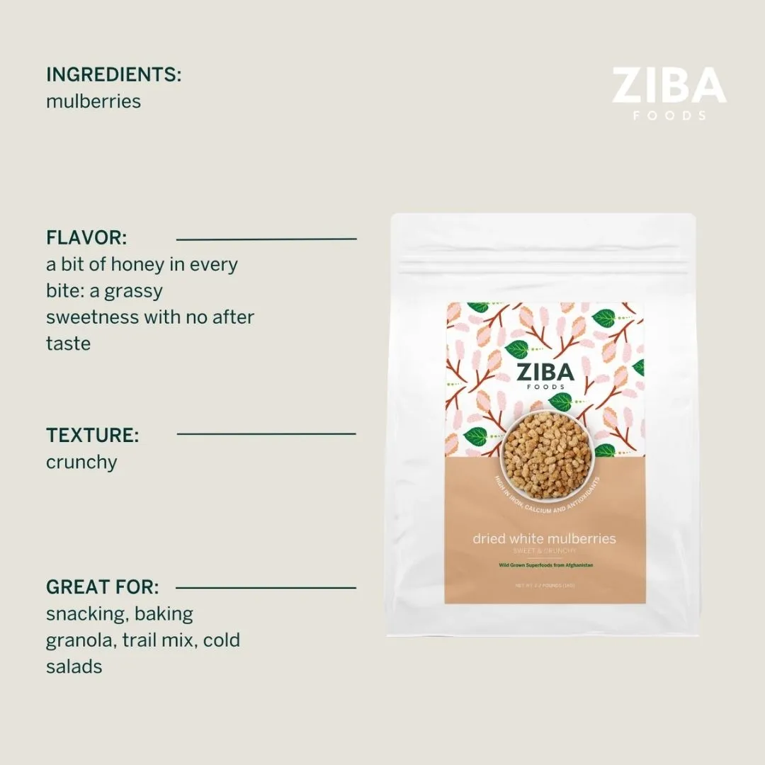 Dried White Mulberries Bulk, Vegan 1kg