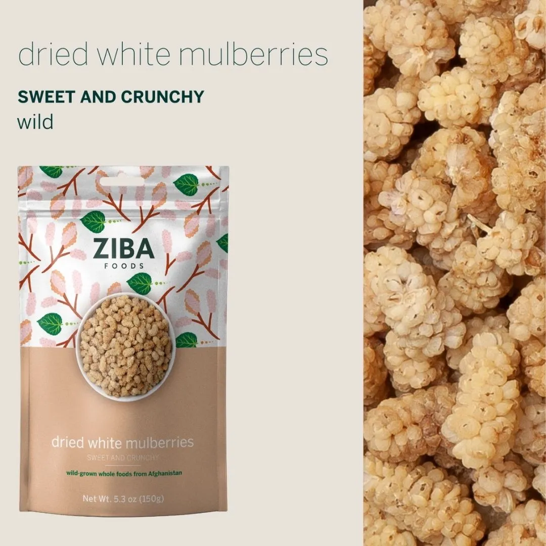 Dried White Mulberries, Vegan 5 oz