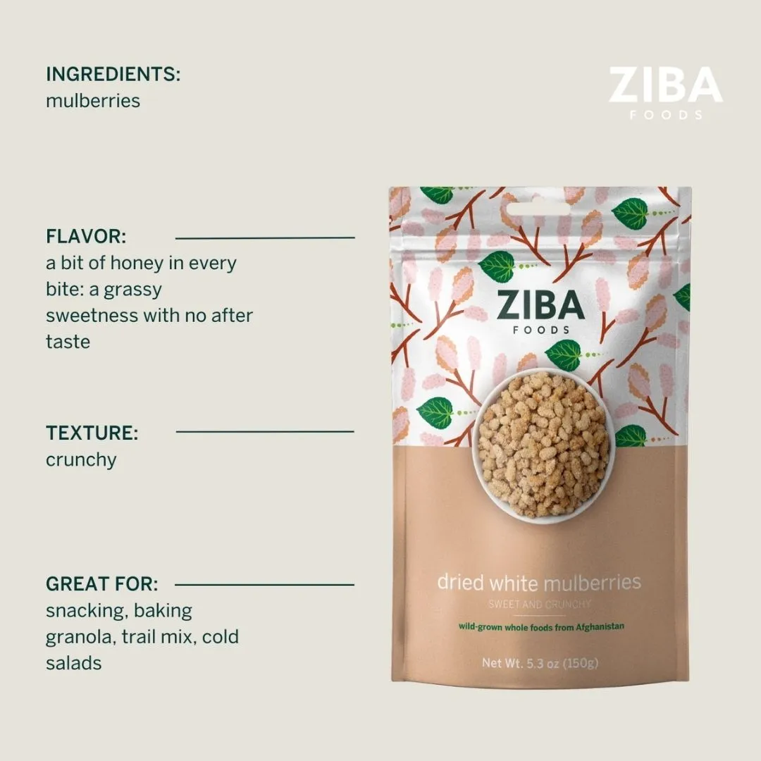 Dried White Mulberries, Vegan 5 oz