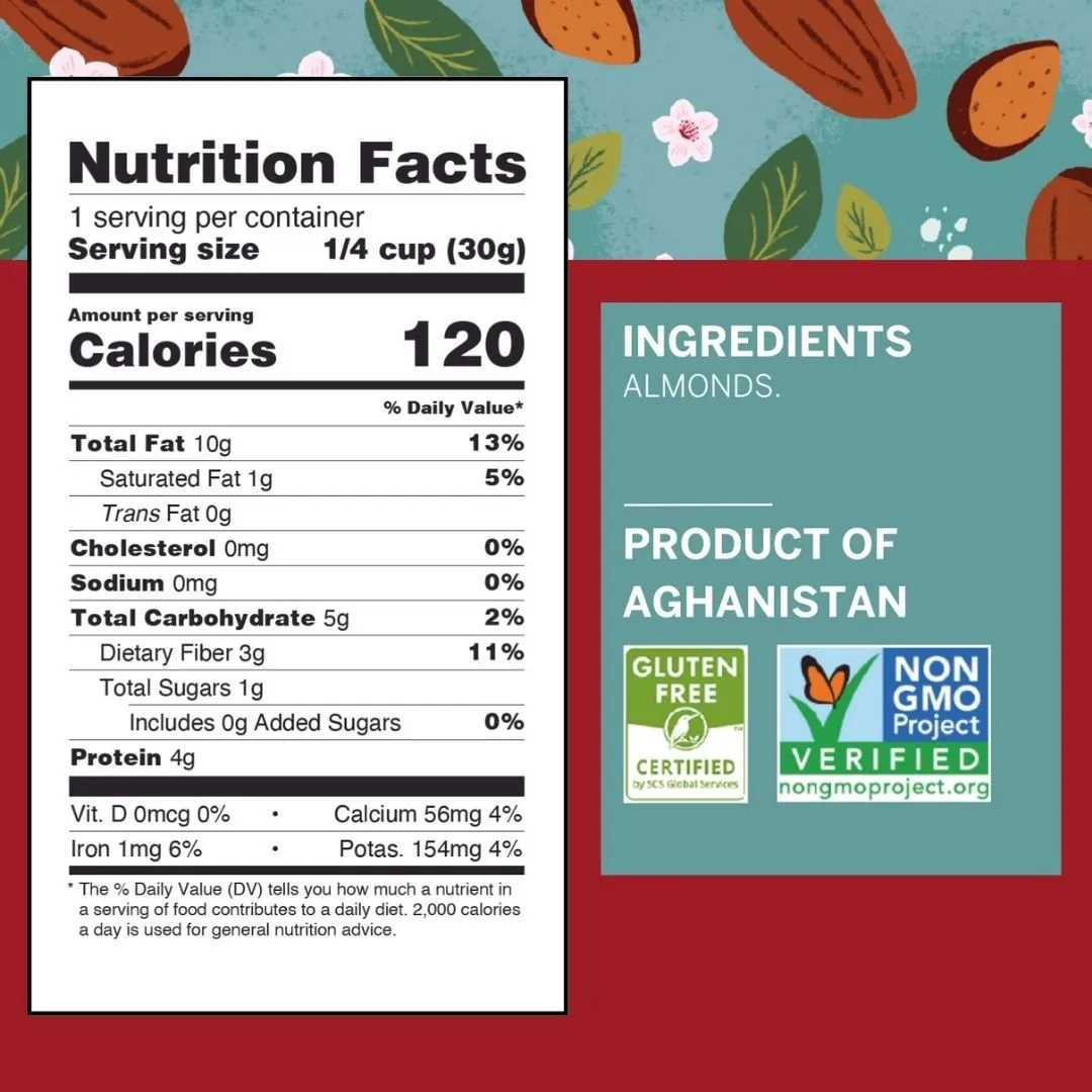 Heirloom Almond Gurbandi (Raw) Single-Serve Snack Vegan 1 oz