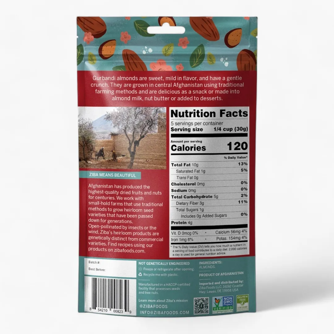 Heirloom Almonds - Gurbandi (Raw), Vegan 5 oz
