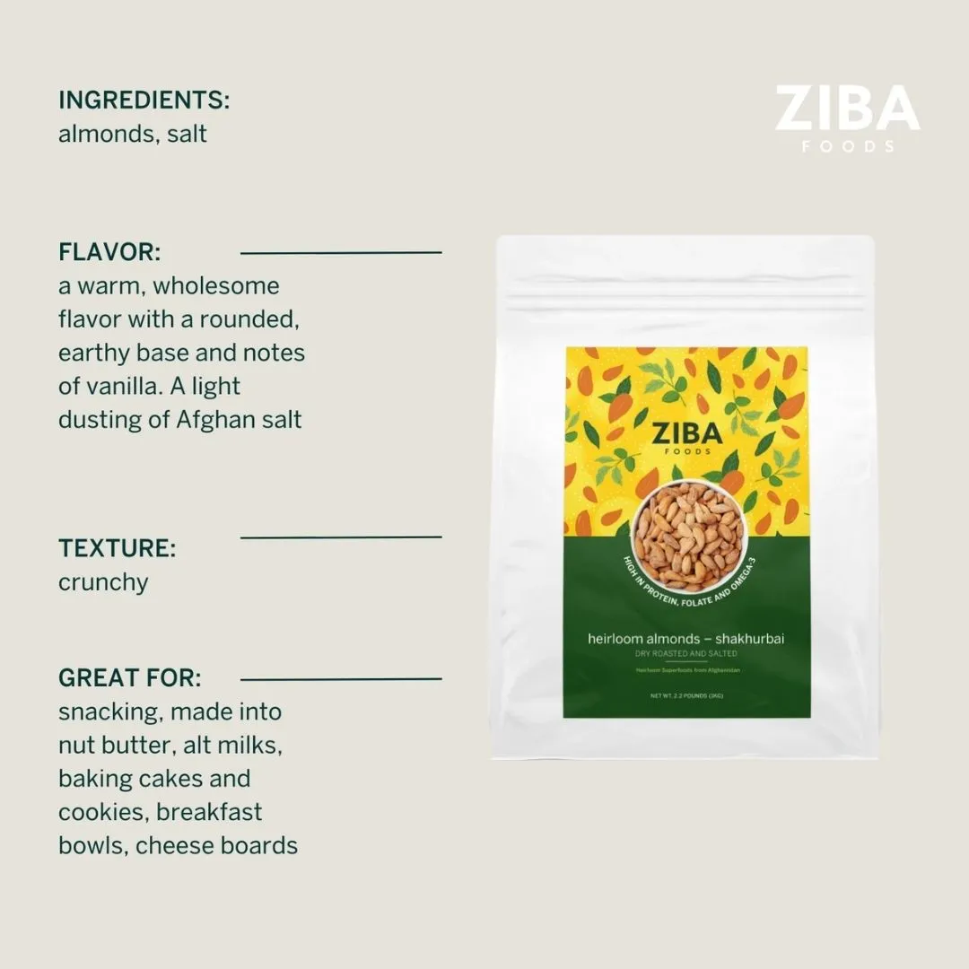Heirloom Almonds - Shakhurbai (Dry Roasted & Salted) 1kg