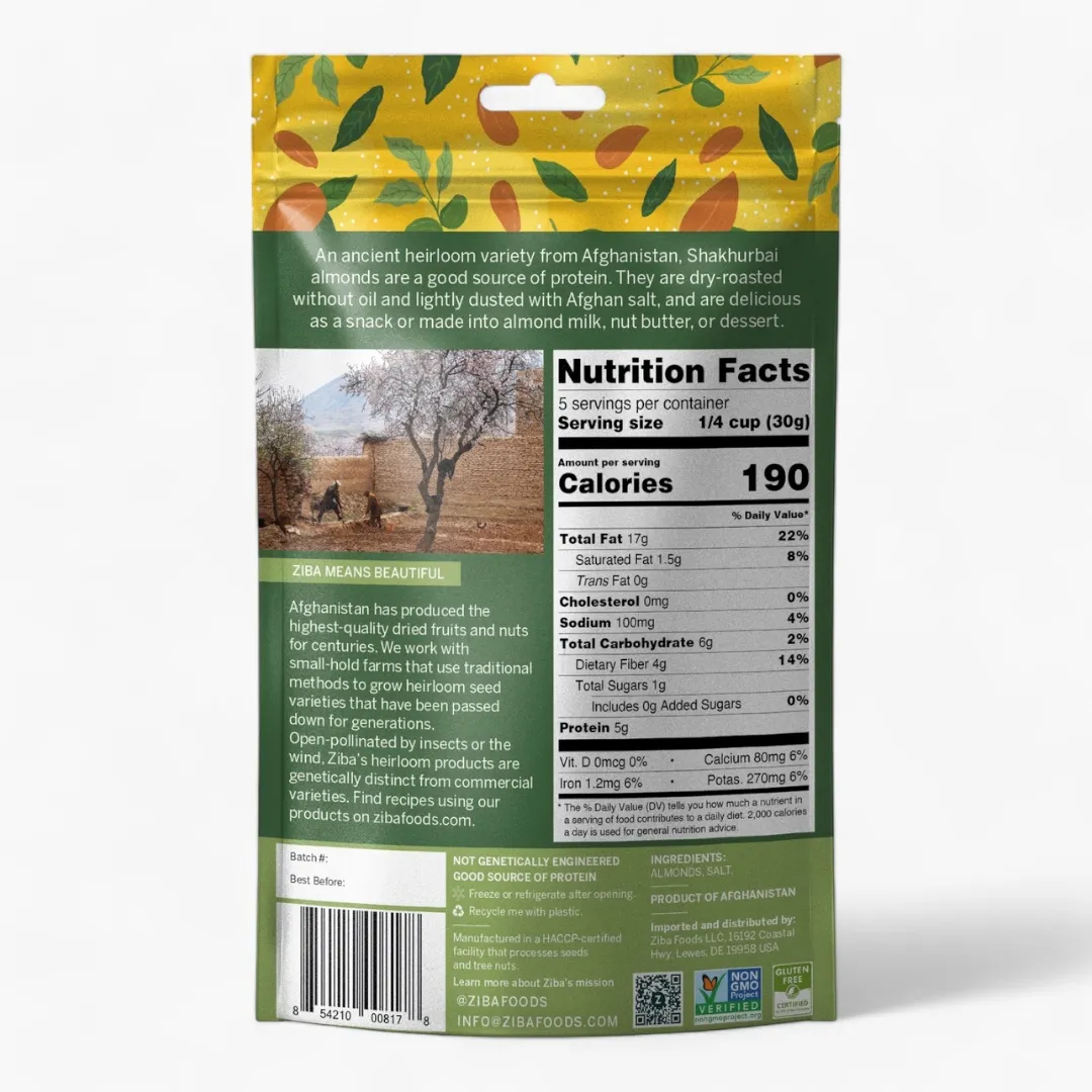 Heirloom Almonds - Shakhurbai (Dry Roasted & Salted) 5 oz