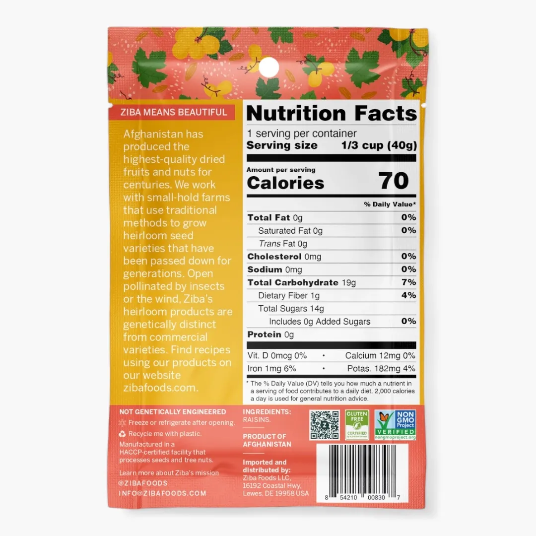 Kishmish Raisins Single-Serve Snack, Vegan 1 oz