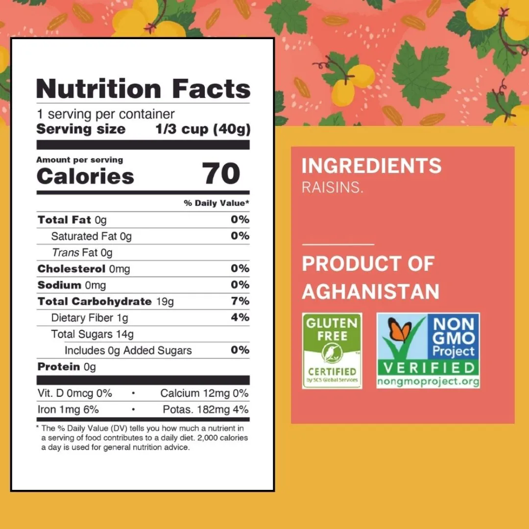 Kishmish Raisins Single-Serve Snack, Vegan 1 oz