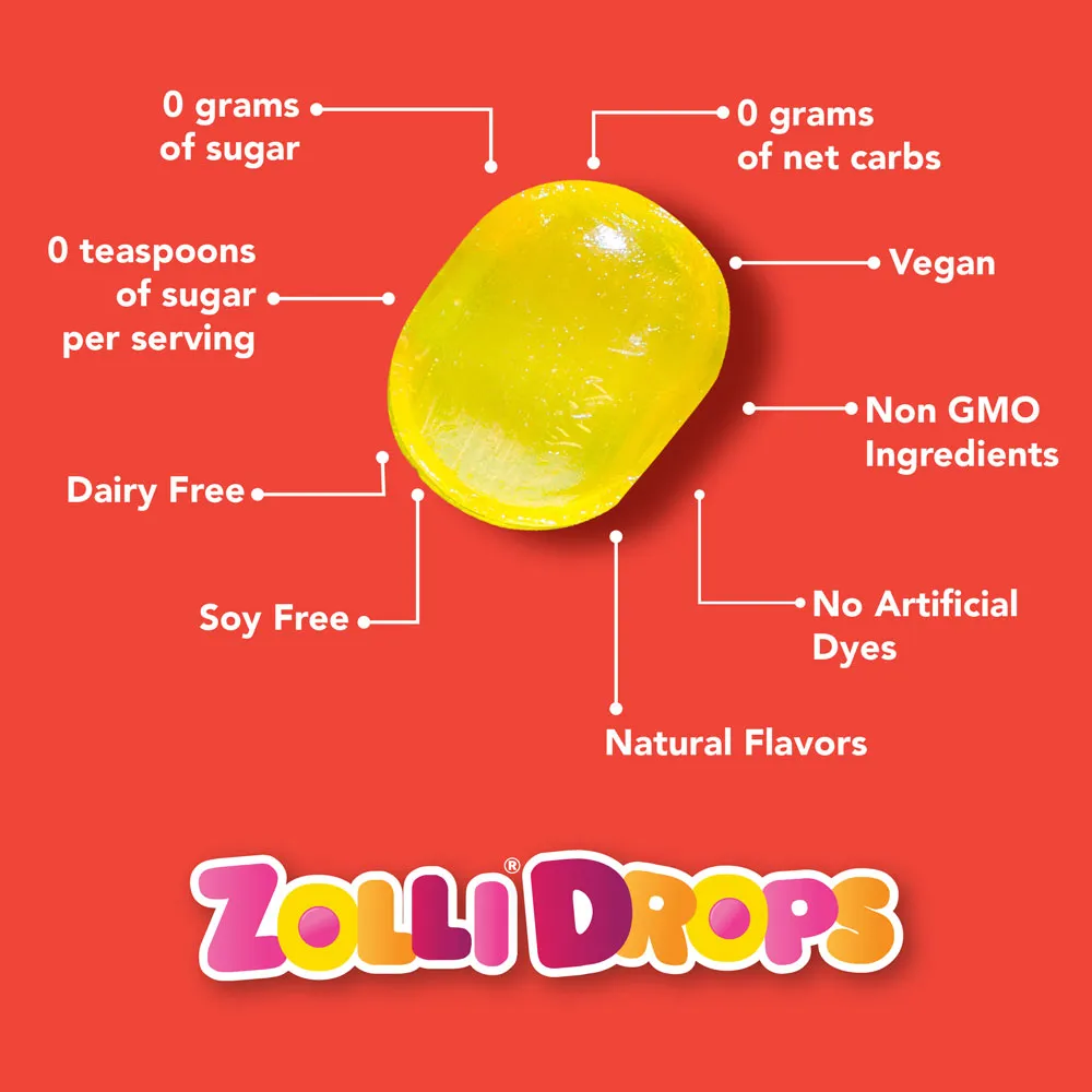 Zollipops Zero Sugar Sour Assorted Flavor Drops 5 oz