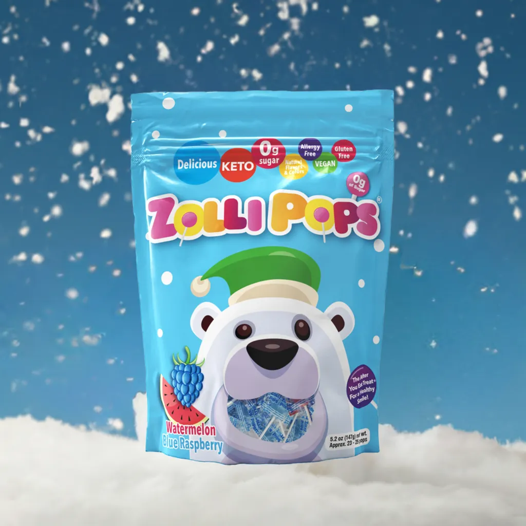 Holiday Zollipops Watermelon & Blue Raspberry 5.2oz Pouch