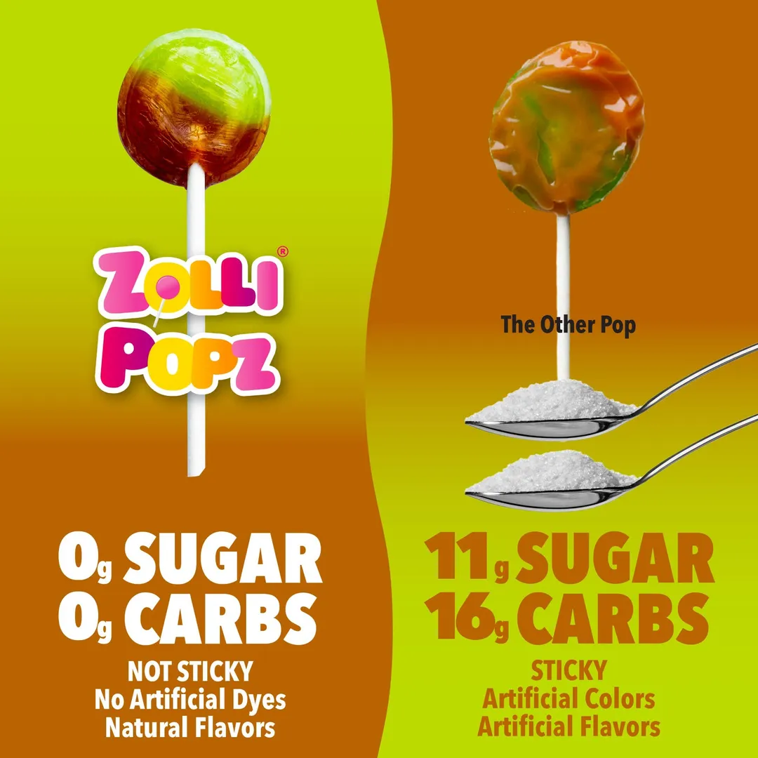 Holiday Zollipops Sugar Free Caramel Green Apple 5.2oz Pouch