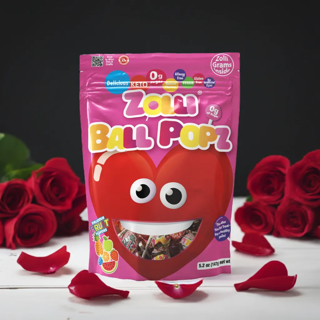 Valentine Heart Zolli Popz Assorted Fruit 5.2oz Pouch