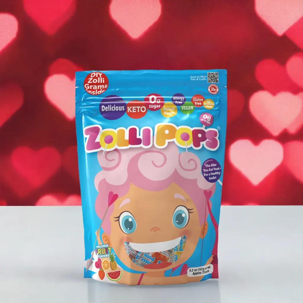 Valentine Zollipops Assorted Fruit 5.2oz w/Grams!