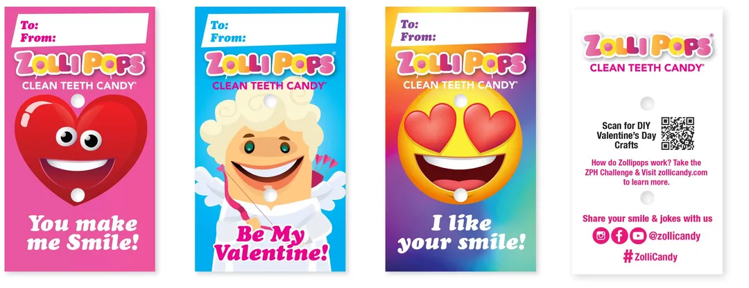 Valentine Zollipops Assorted Fruit 5.2oz w/Grams!