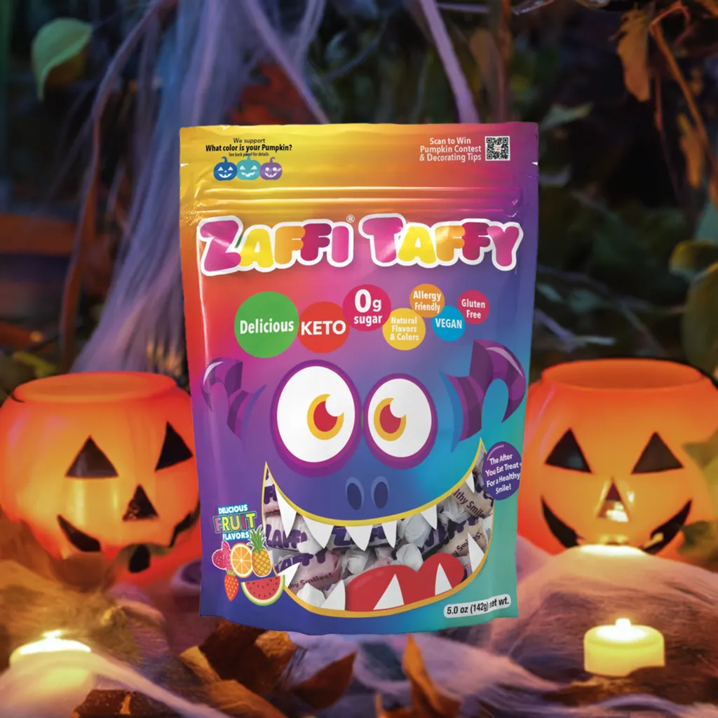 Zaffi Taffy Halloween Zero Sugar Assorted Fruit 5oz Pouch