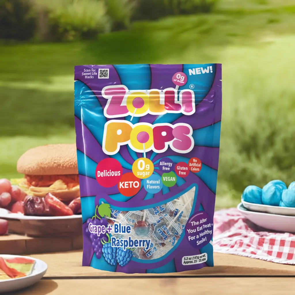Zollipops Sugar Free Blue Raspberry & Grape Duo - 5.2oz Pouch