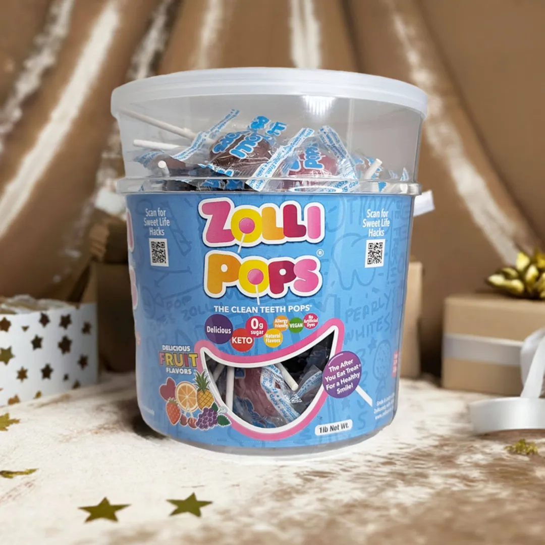 Zollipops Sugar Free Assorted Fruit Flavors 1 lb Tub