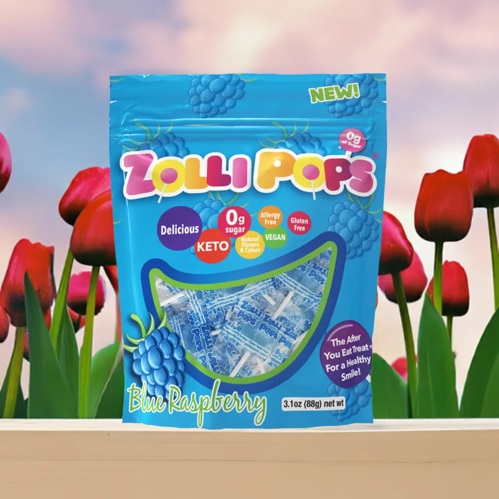 Zollipops Zero Sugar Blue Raspberry - 3.1oz Pouch