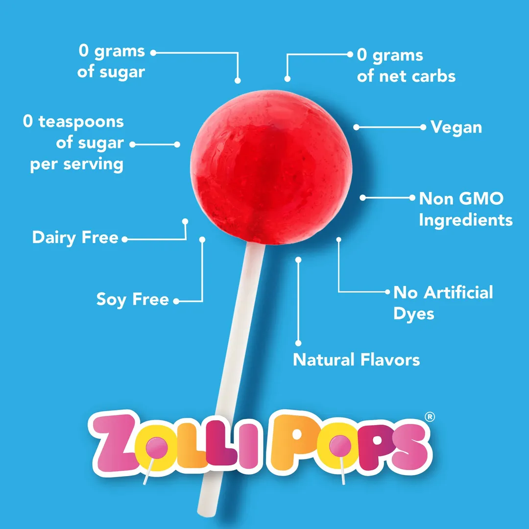 Zollipops Zero Sugar Blue Raspberry - 3.1oz Pouch