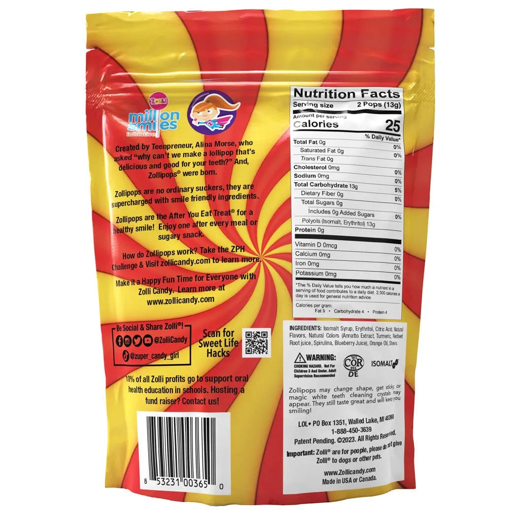 Zollipops Zero Sugar Cherry Pineapple - 5.2oz Pouch