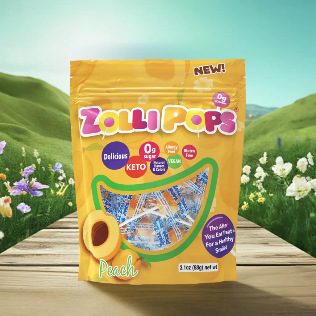 Zollipops Sugar Free Peach - 3.1oz Pouch