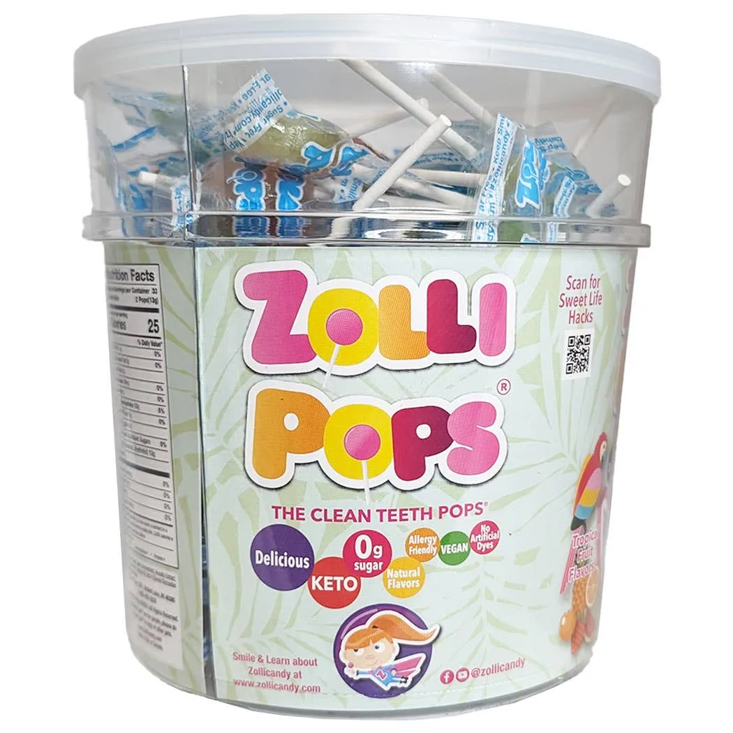Zollipops Zero Sugar Tropical Flavors 1-lb Tub