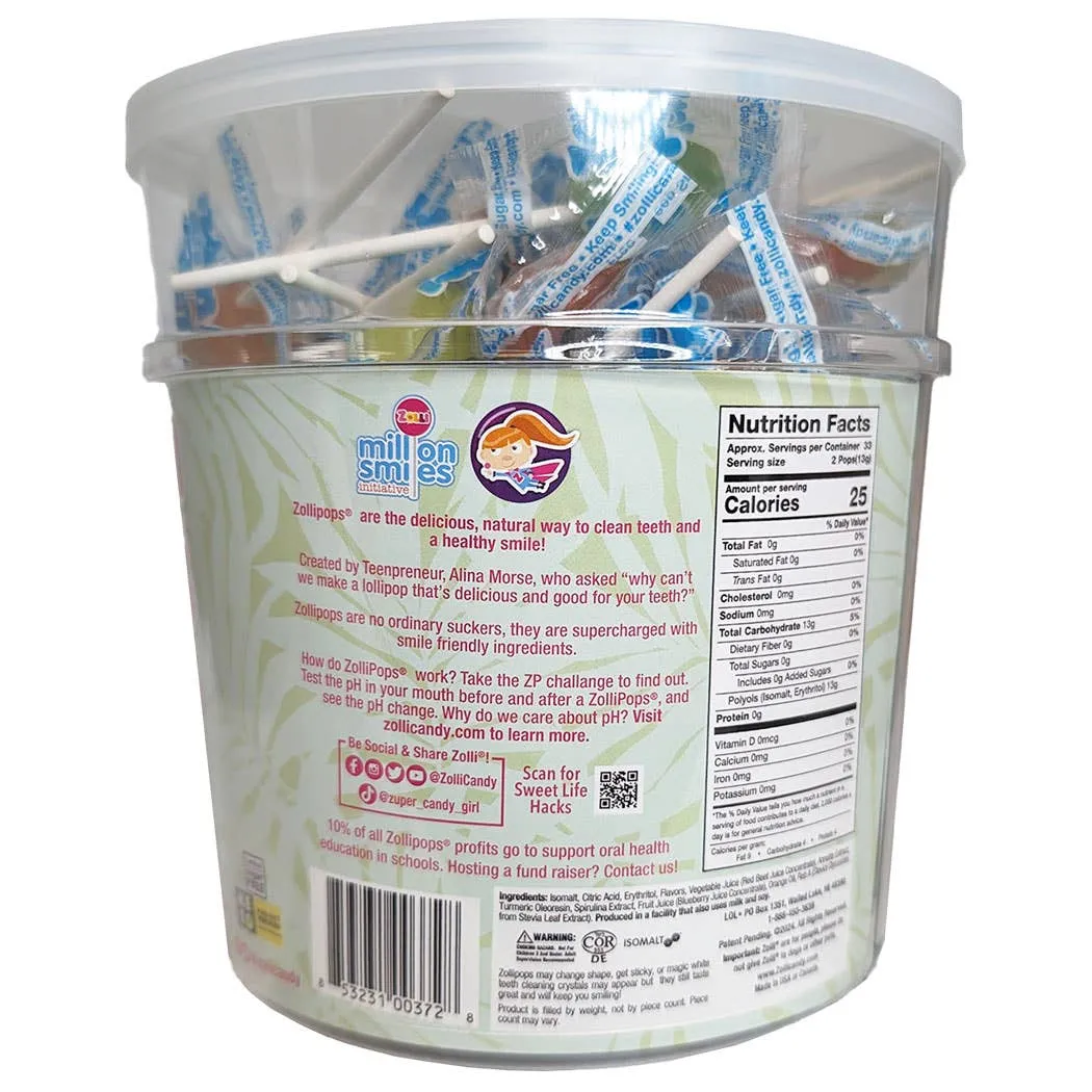 Zollipops Zero Sugar Tropical Flavors 1-lb Tub