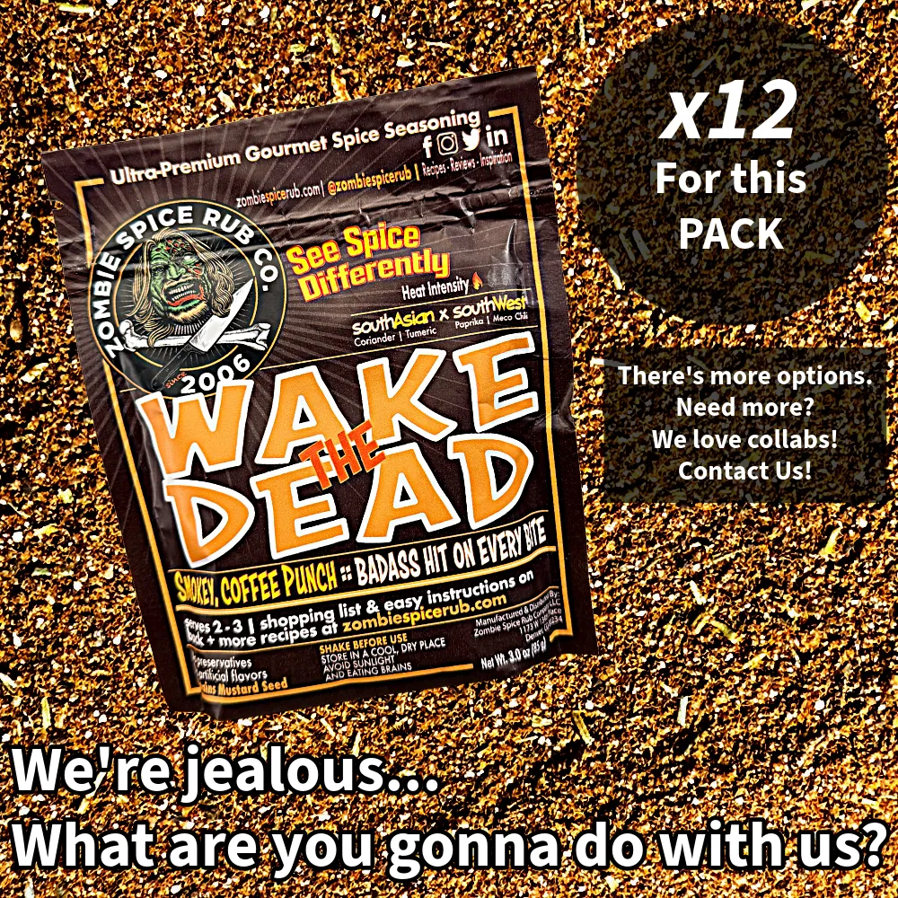 Zombie Spice Rub Co. | Wake the Dead | 12 & 50 Packs | 3oz | Reseable Spice Pouch | Smokey, Coffee Punch All-Purpose Seasoning & Rub variant